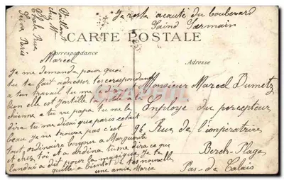 Paris — Boulevard Saint-Germain — A praça Maubert — Editor E.D. n°4633 — Verso