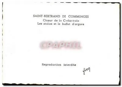 Święty Bertrand de Comminges Stara pocztówka Chór katedry Stale i organy — Rewers