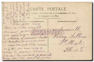 Fille dans un avion biplan — carte postale J.C. Paris n°504 — Verso