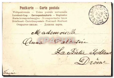 Bouquet de fleurs et oiseau — Amitié — Éditeur non visible — Rewers