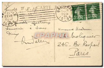 Grenoble — Pejzaż brzegów rzeki i Moucherotte — E. R. n°821 — Rewers