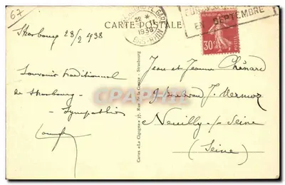 Strasburg — Gniazdo kruków — Karty «La Cigogne» — Rewers