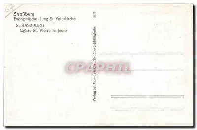 Strażburg — Katedra Świętego Piotra Młodszego — Wydawca: Verlag Jul. Manias & Cie, Strażburg — Rewers