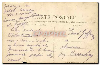 Dziecko w koszyku z różami — Przesyłka od M. Rogera do M. Geffray — francuski znak pocztowy — Rewers