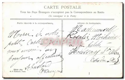Fiolet i myśl — bukiet w koszyku — K.F. Wydawcy, Paryż, seria 769 — Rewers