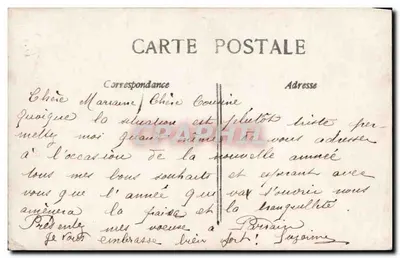Jovem mulher segurando um buquê de rosas — Editora: Chanson Année, n° 723 — Verso