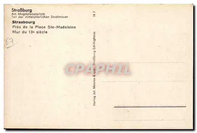 Strasbourg — Am Magdalenenplatz — część średniowiecznych murów miasta — wydawca Jul. Mantos & Cie. — Rewers