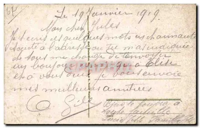 Stara pocztówka Strasbourg i. Els. Totalansicht — widok z lotu nad miastem z katedrą — wydawca nieznany — Rewers