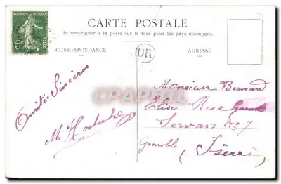 Stara pocztówka Source Parot Saint Romain le Puy Zator i etykietowanie butelek — Rewers
