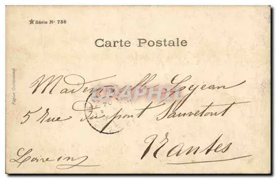 Jonge meisjes bij de gezondheidswens voor de bruid — Serie N° 738 — Papier Guillaume — Achterkant