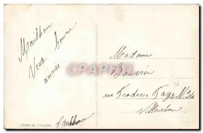 Arranjo de flores — sobre um avião biplano — editor 'Bouche' (ou 'Bouche & Cie') — Verso