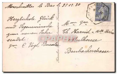 Castelo nevado — paisagem invernal com rosas — editor desconhecido, n° de série 1917 — Verso