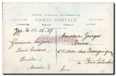 Kobieta w różowej sukni trzymająca bukiet — B.C.I. nr 582 — wydawca B.C.I. — Rewers