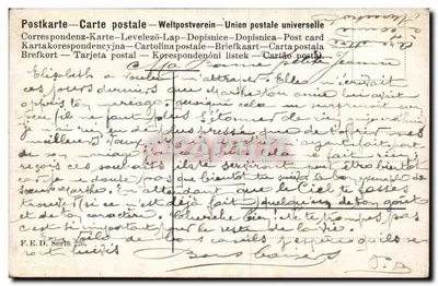 Pejzaż lasowy — rzeka i kwiaty — seria 28 F. E. D. — Rewers