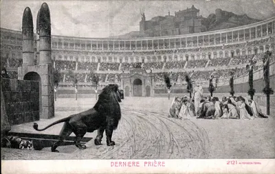 Última Oração — cena em um anfiteatro antigo com um leão — Alterocca-Terni, n°2121