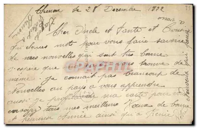 Vila nevada — cena invernal com igreja e ponte — PC PARIS 702 — Verso