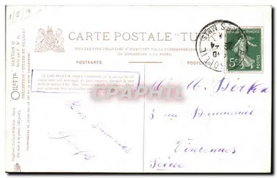 Menton, las pod Cap Martin — ilustracja O. R. N. — wydawca Tuck & Fils — Rewers