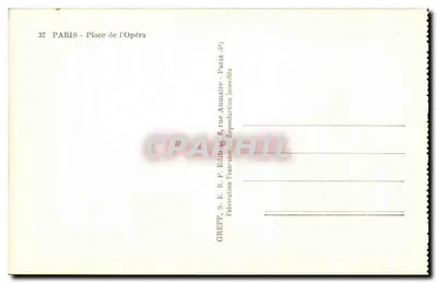 Paryż - Plac Opery — Operę Garniera — wydawca Greff — Rewers