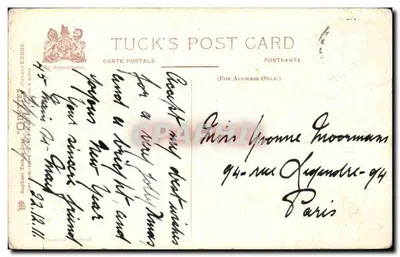 Castelo nevado na floresta — A Happy Christmas — Tuck's Post Card n°2006 — Verso