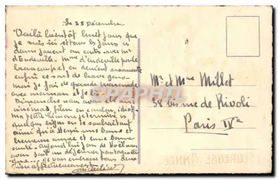 Paisagem invernal — vila nevada com ponte — impresso por CRAPHIL — Verso