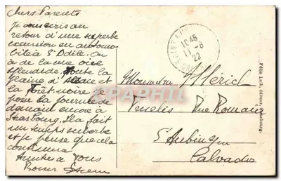 Mont Sainte-Odile — widok z szczytu z drogi leśnej — wydawca Félix Luth, Strasbourg — Rewers