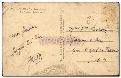 Chambord - O Castelo - Bilhete postal antigo — Verso