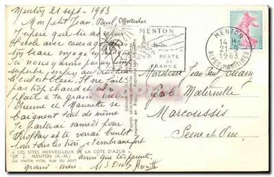 Menton — Stare miasto widziane z portu — Wydawnictwo D.D.I.A. OF. 2 — Rewers
