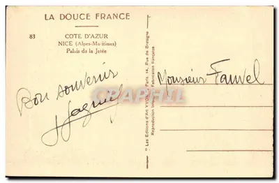 Côte d'Azur - Nice - Pałac Jetée — Yvon, n°83 — Rewers