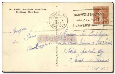 Notre-Dame w Paryżu — widok z nabrzeży — wydawca A. Leconte, nr 38 — Rewers
