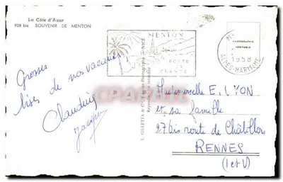 Menton — Lembrança de Menton — L. Gilletta & Cie — Verso