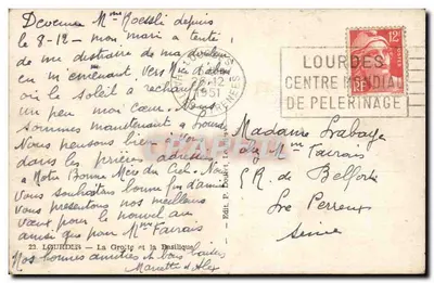 Lourdes — A Gruta e a Basílica — Edit. P. Douhet, série 23 — Verso