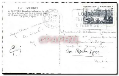 Bernadette Soubirous — bergeresse à Lourdes — éditeur PL — Verso