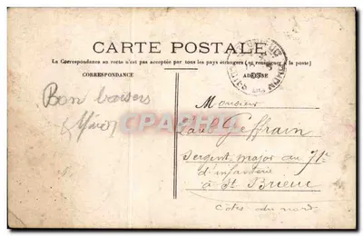 Couple au métier à filer — scène bucolique avec fleurs et maison en arrière-plan — éditeur A.V. n°153 — Verso