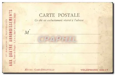 Paris — Monumento de Francis Garnier — Editor B. F. Paris, n° 120 — Verso