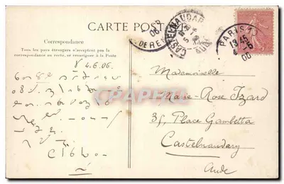 PARIS — Câmara dos Deputados — Entrada da cour d'Honneur — E. L. D. n° 996 — Verso