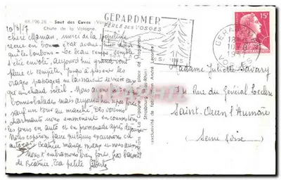 Cachoeira da Vologne — Gerardmer — Éditions André Laconne — Verso