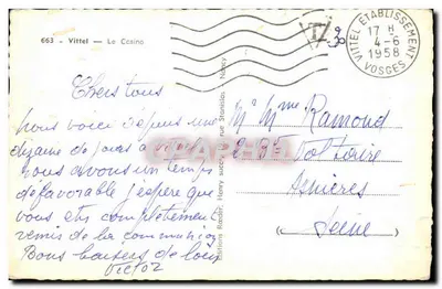 Vittel — O Casino — Edição Henry Rader, n° 663 — Verso