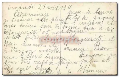 Vrolijke Pasen — Antieke Pasenkaart met versierde eierwagen — DIX 364 — Achterkant