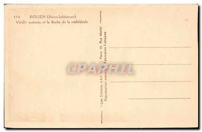 Rouen — Velhas casas e a flecha da catedral — Les Éditions d'Art Yvon, Paris — Verso