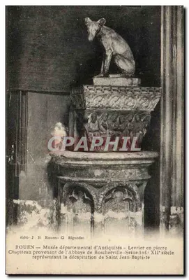Rouen — Museu Departamental de Antiguidades — Levrier em pedra representando a decapitação de São João Batista — XIIº século