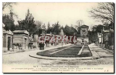 Avenida principal lado esquerdo — Tumbas históricas Père-Lachaise — J. Hauser, fotógrafo, Paris