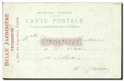 Paris — Fontaine Médicis — Souvenir de la Belle Jardinière, Paris — Verso