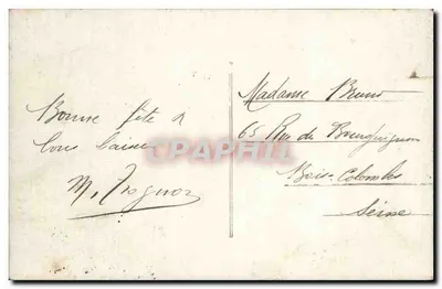 Femme en robe jaune tenant un panier de fleurs — Bonne Fête — LUX n°650 — Verso