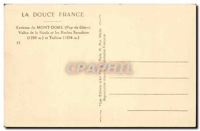 Vale da Sioule e as Rochas Sanadoire — Entorno do Mont-Dore (Puy-de-Dôme) — Les Éditions d'Art Yvon, Paris — Verso
