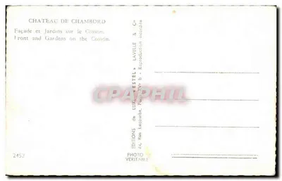 Zamek Chambord — Fronton i ogrody nad Cossonem — Wydawca Estel, nr 2452 — Rewers