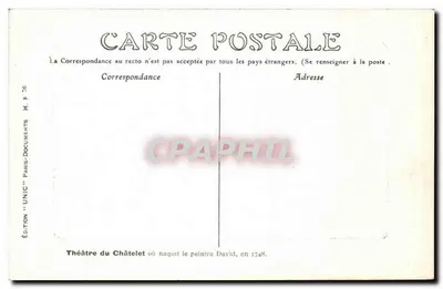 Teatro do Châtelet — Paris — Edição 'UNIC' PARIS-DOCUMENTS H. F. 70 — Verso