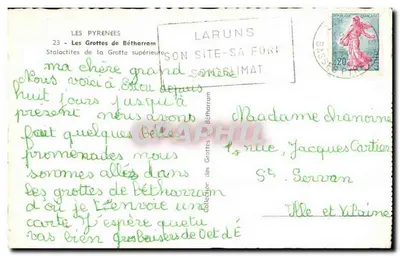 Jaskinie Bétharram — Stalaktyty jaskini górnej — Wydawca nie widoczny — Rewers