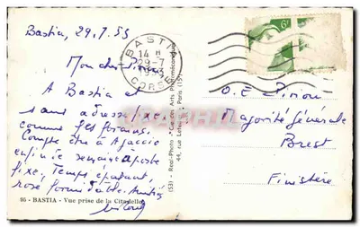 Bastia — Widok z twierdzy — Réal-Photo, ulica Lételier, Paryż (15) — nr 95 — Rewers