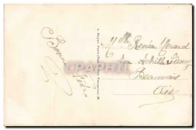 Jovem mulher em vestido listrado segurando flores — Ste Catherine — editor M. Nolier, n° 2190 — Verso