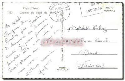 Costa do Azul — Caminho da Margem do Mar 1193 — Edições ARISCOLOR — Verso